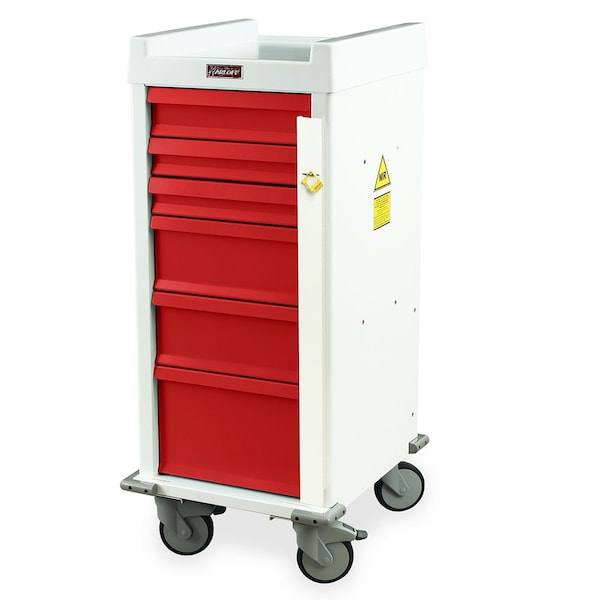 Harloff Aluminum Narrow MRI Compatible Emergency Medical Cart, Six Drawers, Breakaway Lock MRN6B - main